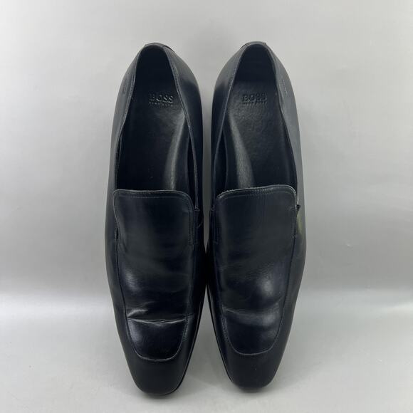 BOSS Hugo Boss Slip On Loafers Men Size 13 Black Leather Apron Toe Comfort Shoes - Picture 5 of 12